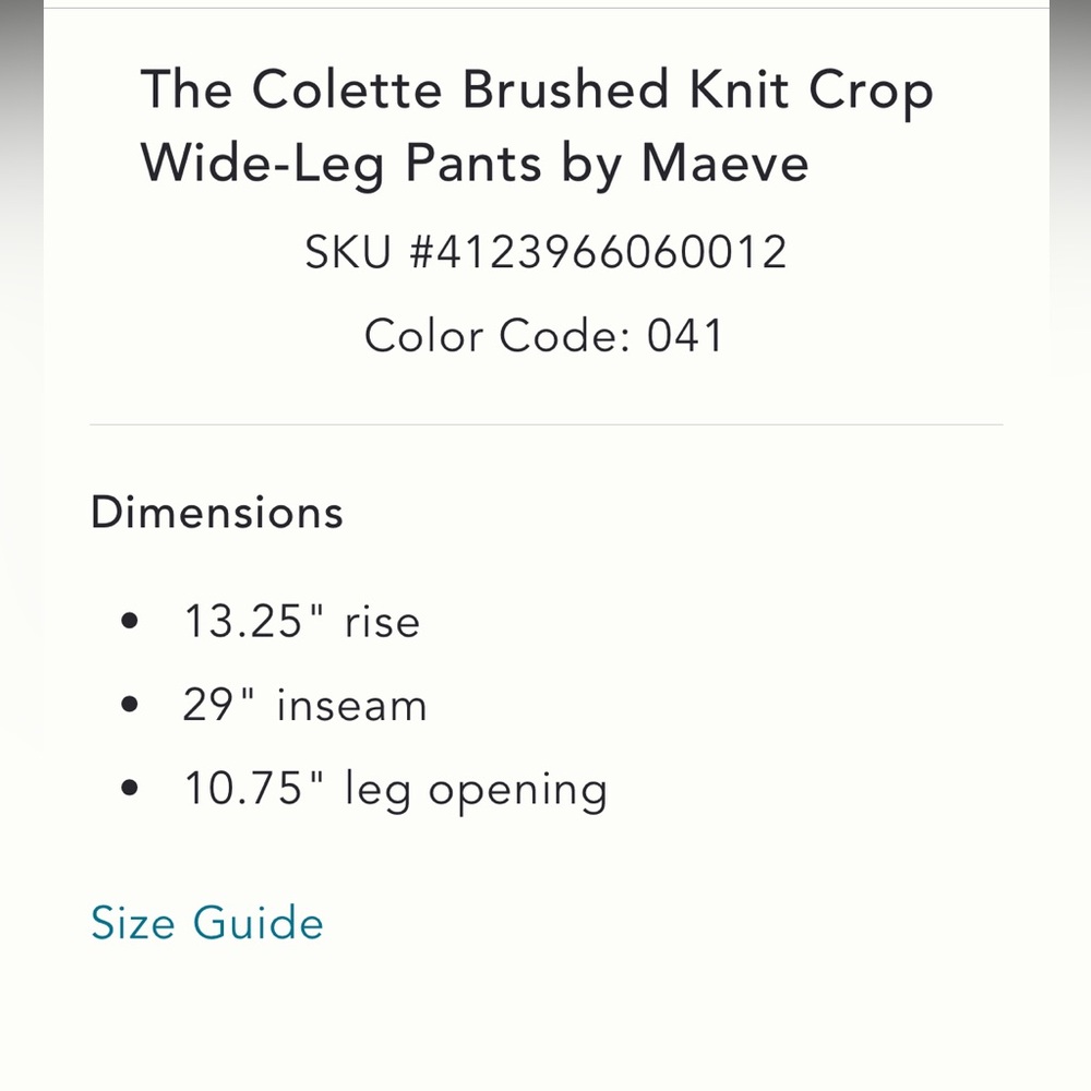NWT The Colette Brushed Knit Crop
Wide-Leg Pants by Maeve - Picture 6 of 12